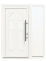 Haustür mit Seitenteil Kunststoff Premium F026 RAL 9016-RAL 9016 Frontansicht außen