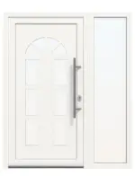Haustür mit Seitenteil Kunststoff Premium Plus F026 RAL 9016-RAL 9016 Frontansicht außen