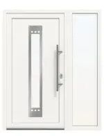 Haustür mit Seitenteil Kunststoff Premium Plus F033 RAL 9016-RAL 9016 Frontansicht außen
