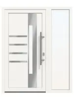 Haustür mit Seitenteil Kunststoff Premium F047 RAL 9016-RAL 9016 Frontansicht außen