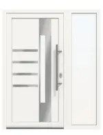 Haustür mit Seitenteil Kunststoff Premium Plus F047 RAL 9016-RAL 9016 Frontansicht außen