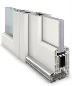 Haustür mit Seitenteil Kunststoff Premium Plus T002 RAL 9016-RAL 9016 Detail Querschnitt