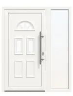 Haustür mit Seitenteil Kunststoff Premium T003 RAL 9016-RAL 9016 Frontansicht außen