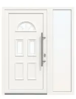 Haustür mit Seitenteil Kunststoff Premium Plus T003 RAL 9016-RAL 9016 Frontansicht außen