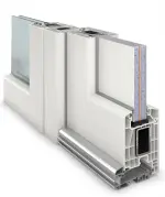 Haustür mit Seitenteil Kunststoff Premium Plus T003 RAL 9016-RAL 9016 Detail Querschnitt