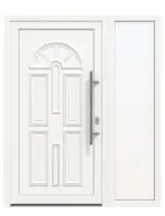 Haustür mit Seitenteil Kunststoff Premium T015 RAL 9016-RAL 9016 Frontansicht außen