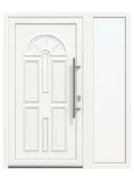 Haustür mit Seitenteil Kunststoff Premium Plus T015 RAL 9016-RAL 9016 Frontansicht außen