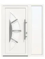 Haustür mit Seitenteil Kunststoff Premium T035 RAL 9016-RAL 9016 Frontansicht außen