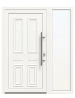 Haustür mit Seitenteil Kunststoff Premium T043 RAL 9016-RAL 9016 Frontansicht außen
