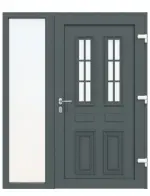 Haustür mit Seitenteil Kunststoff Premium T043 Quarz Grau-Quarz Grau Frontansicht innen