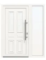 Haustür mit Seitenteil Kunststoff Premium Plus T043 RAL 9016-RAL 9016 Frontansicht außen