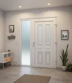 Haustür mit Seitenteil Kunststoff Premium Plus T043 RAL 9016-RAL 9016 Stilwelt innen