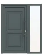 Haustür mit Seitenteil Kunststoff Premium T046 Quarz Grau-Quarz Grau Frontansicht außen