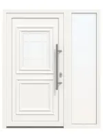 Haustür mit Seitenteil Kunststoff Premium T047 RAL 9016-RAL 9016 Frontansicht außen