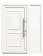 Haustür mit Seitenteil Kunststoff Premium Plus T047 RAL 9016-RAL 9016 Frontansicht außen