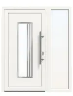 Haustür mit Seitenteil Kunststoff Premium T053 RAL 9016-RAL 9016 Frontansicht außen