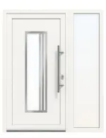 Haustür mit Seitenteil Kunststoff Premium Plus T053 RAL 9016-RAL 9016 Frontansicht außen