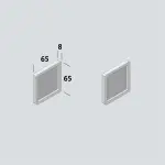 Technische Zeichnung von FLEXO Griffmuschelpaar Quadratisch in Edelstahl-Optik