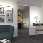 Milieu schräg von FLEXO Klarglas Cristallo Ganzglas Schiebetür