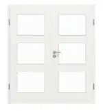 Frontansicht von Weiß ähnlich RAL 9016 LA 11 Basic Lack Doppelflügeltür inkl. Zarge - Huga