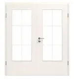 Bild von Weißlack 9010 LÖ 23 mit Sprossenrahmen 6 Feldern Optima Doppelflügeltür inkl. Zarge - Jeld-Wen