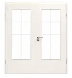 Bild von Weißlack 9010 LÖ 23 mit Sprossenrahmen 8 Feldern Optima Doppelflügeltür inkl. Zarge - Jeld-Wen