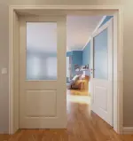 Milieu 2 Provence Typ 4002-LA Weißlack Doppelflügeltür mit Zarge, Glasausschnitt - Westag