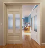 Milieu 2 Provence Typ 4004-Q-2LA Weißlack Doppelflügeltür mit Zarge, Glasöffnung - Westag