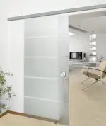 Schiebetür-System Graz für Ganzglastüren mit Glasschiebetür 4 Streifen