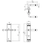 Technische Skizze von PROGRIFF Türgriff Helena Zamak schwarz Langschild