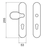 Zeichnung von KARCHER DESIGN Schutzbeschlag Malta Edelstahl matt für Wohnungseingangstüren ohne Zylinderschutz