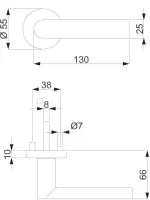 Technische Zeichnung von SÜDMETALL Feuerschutzbeschlag Korsika - R Schwarz matt Struktur Top Speed