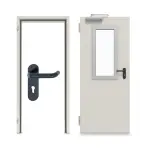 Komplettset-Ansicht von Innentür-Set Stahl mit Feuerschutzfunktion T90-1 FSA-62 mit Rechteckverglasung Ausschnitt 2 inkl. Eckzarge - Teckentrup