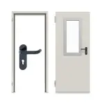 Komplettset-Ansicht von Komplettset Stahl Mehrzwecktür DW 42-1 mit Rechteckverglasung Ausschnitt 2 inkl. Eckzarge - Teckentrup