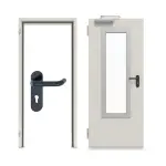 Komplettset-Ansicht von Innentür-Set Stahl mit Feuerschutzfunktion T90-1 FSA-62 mit Rechteckverglasung Ausschnitt 3 inkl. Blockzarge - Teckentrup