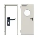 Komplettset-Ansicht von Innentür-Set Stahl mit Feuerschutzfunktion T90-1 FSA-62 mit Rundverglasung inkl. Eck- und Ergänzungszarge - Teckentrup