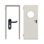 Komplettset-Ansicht von Komplettset Stahl Mehrzwecktür DW 42-1 mit Rundverglasung inkl. Eckzarge - Teckentrup