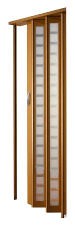 Ansicht von MARLEY Falttür New Generation Buche mit Karo Fenster Weiß satinierte 