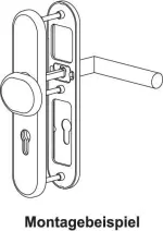 Technische Zeichnung von Montagebeispiel Drückerplatte und Drücker