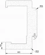 Technische Zeichnung von LEBO Zarge Weiß 9016 Lebolit-CPL mit runder Kante