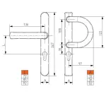 Skizze 1 von PROGRIFF Türgriff Schmalrahmen oval Saturn Weiß RAL 9016 Bügelgriff/Drücker