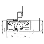 Technische Zeichnung Stahlzarge mit Band für stumpf einschlagende Türen TECTUS TE 340 3D F2-farbig - Simonswerk
