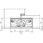 Technische Zeichnung Blockzarge mit Band für stumpf einschlagende Türen TECTUS TE 340 3D F2-farbig - Simonswerk