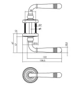 Technische Skizze von PROGRIFF Türgriff Helena Zamak schwarz Rundrosetten