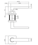 Skizze PROGRIFF Türgriff Quadros VII Zamak weiß matt quadratische Rosette
