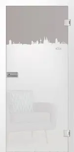 Bild von Skyline Köln Mattprint Glastür mit Motiv matt - Erkelenz