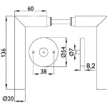 Technische Zeichnung von LIENBACHER GLAS Türgriff Sora Classik Schwarz matt ohne Schlossrosette 