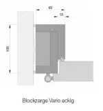 Technische Zeichnung von Blockrahmen Bütte Weiß Dekor Vario mit eckiger Kante - Huga