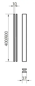 Technische Zeichnung von Griffstange Milan 400 beidseitig V-Leiste in Schwarz - Erkelenz
