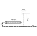 Technische Zeichnung Vorderansicht von Flügelteil für gefälzte Türen V0020 vernickelt mit versetztem Zapfen - Interio